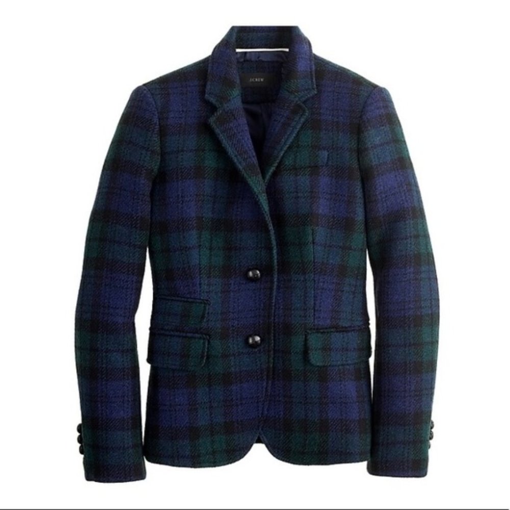 J. Crew Schoolboy Blazer - Black, Blue and Green Plaid